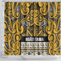 Aotearoa Iwi Ngāti Tama ki Te Waipounamu Trust Shower Curtain Maori Wharenui House Tribal Pattern LT9 - Polynesian Pride