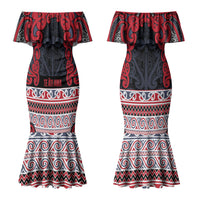 Aotearoa Iwi Te ati Awa Couples Matching Mermaid Dress and Hawaiian Shirt Maori Wharenui House Tribal Pattern LT9 - Polynesian Pride