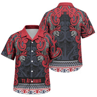 Aotearoa Iwi Te ati Awa Family Matching Off Shoulder Short Dress and Hawaiian Shirt Maori Wharenui House Tribal Pattern LT9 Son's Shirt Bright Red - Polynesian Pride