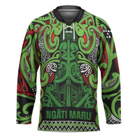 Aotearoa Iwi Ngati Maru Hauraki Hockey Jersey Maori Wharenui House Tribal Pattern LT9 Unisex Green Red - Polynesian Pride