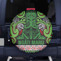 Aotearoa Iwi Ngati Maru Hauraki Spare Tire Cover Maori Wharenui House Tribal Pattern LT9 No hole Green Red - Polynesian Pride