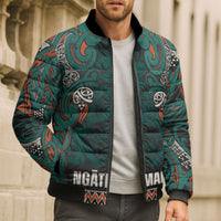 Aotearoa Iwi Ngāti Maru Taranaki Bomber Puffer Jacket Maori Wharenui House Tribal Pattern LT9 - Polynesian Pride