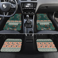 Aotearoa Iwi Ngāti Maru Taranaki Car Mats Maori Wharenui House Tribal Pattern LT9 Set 4pcs Deep Teal - Polynesian Pride