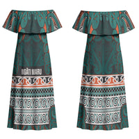 Aotearoa Iwi Ngāti Maru Taranaki Couples Matching Off Shoulder Maxi Dress and Hawaiian Shirt Maori Wharenui House Tribal Pattern LT9 - Polynesian Pride