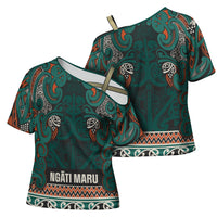 Aotearoa Iwi Ngāti Maru Taranaki Cross Shoulder Shirt Maori Wharenui House Tribal Pattern LT9 - Polynesian Pride