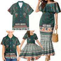 Aotearoa Iwi Ngāti Maru Taranaki Family Matching Mermaid Dress and Hawaiian Shirt Maori Wharenui House Tribal Pattern LT9 - Polynesian Pride