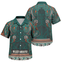 Aotearoa Iwi Ngāti Maru Taranaki Family Matching Tank Maxi Dress and Hawaiian Shirt Maori Wharenui House Tribal Pattern LT9 Son's Shirt Deep Teal - Polynesian Pride
