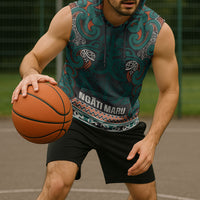 Aotearoa Iwi Ngāti Maru Taranaki Sleeveless Hoodie Maori Wharenui House Tribal Pattern LT9 - Polynesian Pride