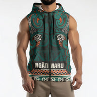 Aotearoa Iwi Ngāti Maru Taranaki Sleeveless Zip Hoodie Maori Wharenui House Tribal Pattern LT9 - Polynesian Pride