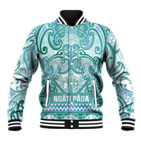 Aotearoa Iwi Ngati Paoa Baseball Jacket Maori Wharenui House Tribal Pattern LT9 Unisex Turquoise - Polynesian Pride