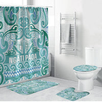 Aotearoa Iwi Ngati Paoa Bathroom Set Maori Wharenui House Tribal Pattern LT9 Bathroom Set (4 pcs) Turquoise - Polynesian Pride