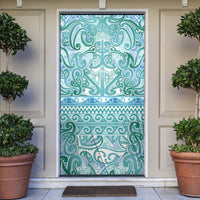 Aotearoa Iwi Ngati Paoa Door Cover Maori Wharenui House Tribal Pattern LT9 Turquoise - Polynesian Pride