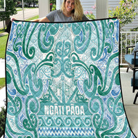 Aotearoa Iwi Ngati Paoa Quilt Maori Wharenui House Tribal Pattern LT9 Turquoise - Polynesian Pride