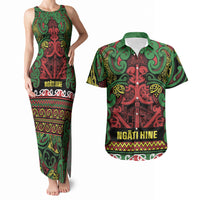 Aotearoa Iwi Ngati Hine Couples Matching Tank Maxi Dress and Hawaiian Shirt Maori Wharenui House Tribal Pattern LT9 Deep Green - Polynesian Pride