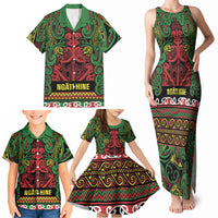 Aotearoa Iwi Ngati Hine Family Matching Tank Maxi Dress and Hawaiian Shirt Maori Wharenui House Tribal Pattern LT9 - Polynesian Pride