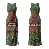 Aotearoa Iwi Ngati Hine Family Matching Tank Maxi Dress and Hawaiian Shirt Maori Wharenui House Tribal Pattern LT9 Mom's Dress Deep Green - Polynesian Pride