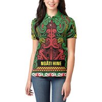 Aotearoa Iwi Ngati Hine Women Polo Shirt Maori Wharenui House Tribal Pattern LT9 - Polynesian Pride