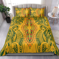 Africa Dashiki Bedding Set African Tribal Art Mixed Polynesian Tattoo Gold Color Unique LT9 - Polynesian Pride