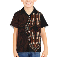Africa Dashiki Family Matching Long Sleeve Bodycon Dress and Hawaiian Shirt African Tribal Art Mixed Polynesian Tattoo Red Color Unique LT9 Son's Shirt Red - Polynesian Pride