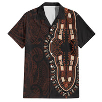 Africa Dashiki Family Matching Puletasi Dress and Hawaiian Shirt African Tribal Art Mixed Polynesian Tattoo Red Color Unique LT9 Dad's Shirt - Short Sleeve Red - Polynesian Pride