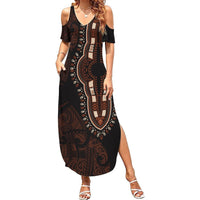 Africa Dashiki Summer Maxi Dress African Tribal Art Mixed Polynesian Tattoo Red Color Unique LT9 Women Red - Polynesian Pride