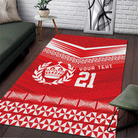 Custom Mate Ma'a Tonga Heritage Area Rug Pacific Tribal Rugby Red Edition - Polynesian Pride