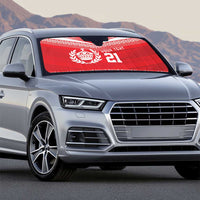 Custom Mate Ma'a Tonga Heritage Auto Sun Shade Pacific Tribal Rugby Red Edition - Polynesian Pride