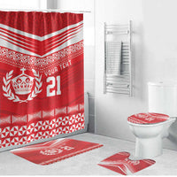 Custom Mate Ma'a Tonga Heritage Bathroom Set Pacific Tribal Rugby Red Edition - Polynesian Pride