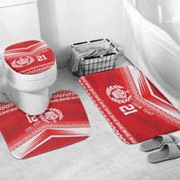 Custom Mate Ma'a Tonga Heritage Bathroom Set Pacific Tribal Rugby Red Edition - Polynesian Pride