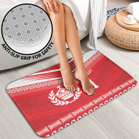 Custom Mate Ma'a Tonga Heritage Bathroom Set Pacific Tribal Rugby Red Edition - Polynesian Pride