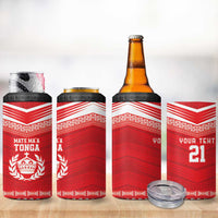 Custom Mate Ma'a Tonga Heritage 4 in 1 Can Cooler Tumbler Pacific Tribal Rugby Red Edition - Polynesian Pride