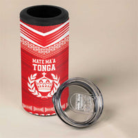 Custom Mate Ma'a Tonga Heritage 4 in 1 Can Cooler Tumbler Pacific Tribal Rugby Red Edition - Polynesian Pride