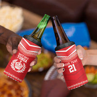 Custom Mate Ma'a Tonga Heritage 4 in 1 Can Cooler Tumbler Pacific Tribal Rugby Red Edition - Polynesian Pride