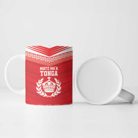 Custom Mate Ma'a Tonga Heritage Ceramic Mug Pacific Tribal Rugby Red Edition - Polynesian Pride