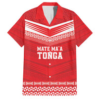 Custom Mate Ma'a Tonga Heritage Family Matching Off Shoulder Maxi Dress and Hawaiian Shirt Pacific Tribal Rugby Red Edition - Polynesian Pride