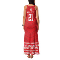 Custom Mate Ma'a Tonga Heritage Family Matching Tank Maxi Dress and Hawaiian Shirt Pacific Tribal Rugby Red Edition - Polynesian Pride