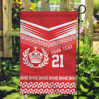 Custom Mate Ma'a Tonga Heritage Garden Flag Pacific Tribal Rugby Red Edition - Polynesian Pride