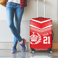 Custom Mate Ma'a Tonga Heritage Luggage Cover Pacific Tribal Rugby Red Edition - Polynesian Pride