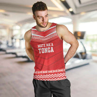Custom Mate Ma'a Tonga Heritage Men Tank Top Pacific Tribal Rugby Red Edition - Polynesian Pride