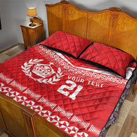 Custom Mate Ma'a Tonga Heritage Quilt Bed Set Pacific Tribal Rugby Red Edition - Polynesian Pride