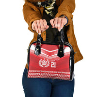 Custom Mate Ma'a Tonga Heritage Shoulder Handbag Pacific Tribal Rugby Red Edition - Polynesian Pride