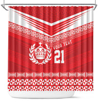 Custom Mate Ma'a Tonga Heritage Shower Curtain Pacific Tribal Rugby Red Edition - Polynesian Pride