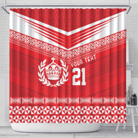 Custom Mate Ma'a Tonga Heritage Shower Curtain Pacific Tribal Rugby Red Edition - Polynesian Pride