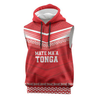 Custom Mate Ma'a Tonga Heritage Sleeveless Hoodie Pacific Tribal Rugby Red Edition - Polynesian Pride
