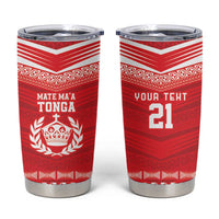 Custom Mate Ma'a Tonga Heritage Tumbler Cup Pacific Tribal Rugby Red Edition - Polynesian Pride