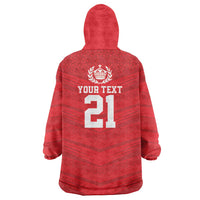 Custom Mate Ma'a Tonga Heritage Wearable Blanket Hoodie Pacific Tribal Rugby Red Edition - Polynesian Pride