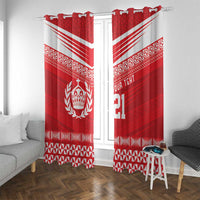 Custom Mate Ma'a Tonga Heritage Window Curtain Pacific Tribal Rugby Red Edition - Polynesian Pride