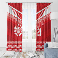 Custom Mate Ma'a Tonga Heritage Window Curtain Pacific Tribal Rugby Red Edition - Polynesian Pride