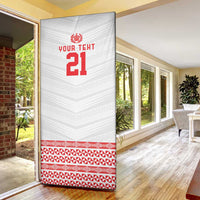 Custom Mate Ma'a Tonga Heritage Door Cover Pacific Tribal Rugby White Edition - Polynesian Pride