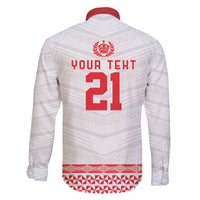 Custom Mate Ma'a Tonga Heritage Family Matching Off The Shoulder Long Sleeve Dress and Hawaiian Shirt Pacific Tribal Rugby White Edition - Polynesian Pride